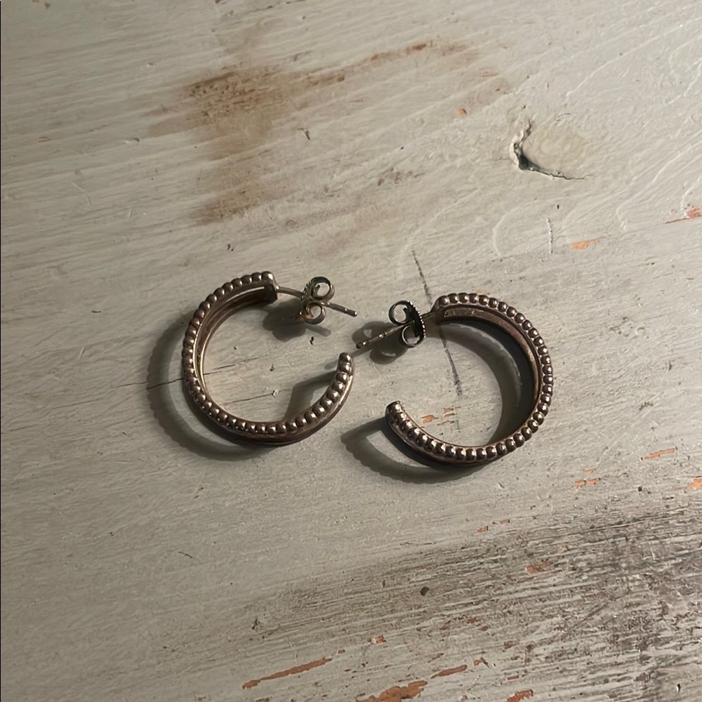 Shinola Silver Textured Hoop Earrings